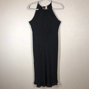 Ann Taylor Black Silk Halter neck Midi Sheath Dress